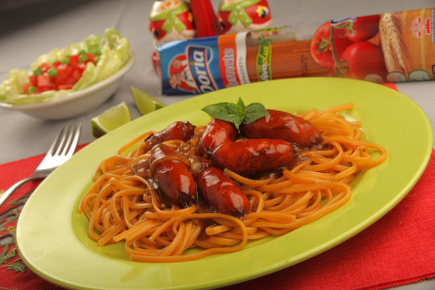 receta Spaghetti tomate doria con chorizo zenú