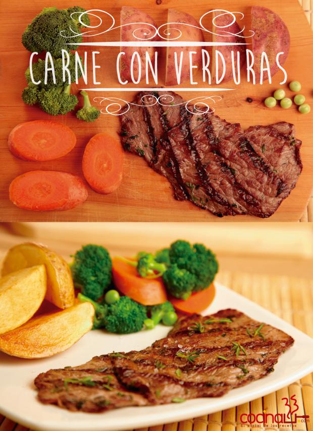 receta Carne asada con mix de verduras