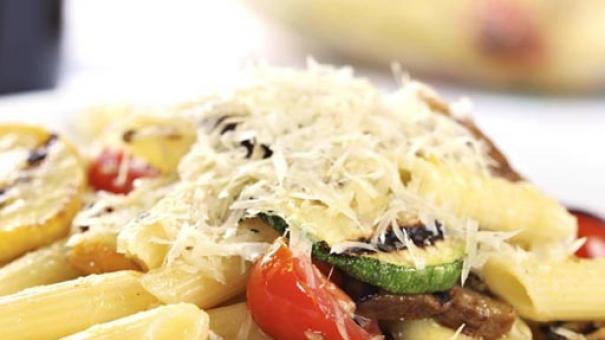 Penne con vegetales a la parilla